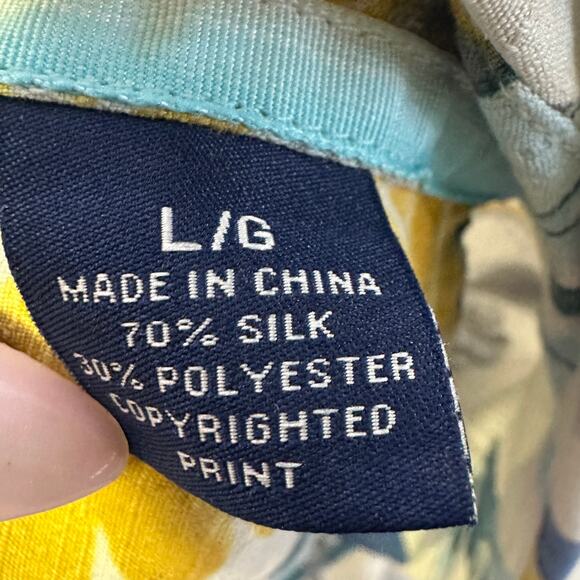 Tommy Bahama Island Zone Silk Blend Hawaiian Shirt Size Large Palm Tropical - Picture 4 of 5